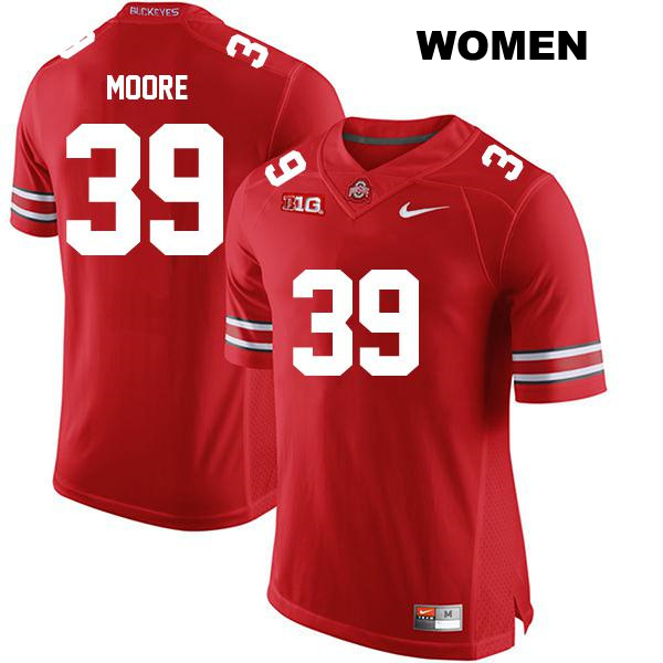 Andrew Moore Ohio State Buckeyes Authentic Womens no. 39 Stitched Red College Football Jersey
