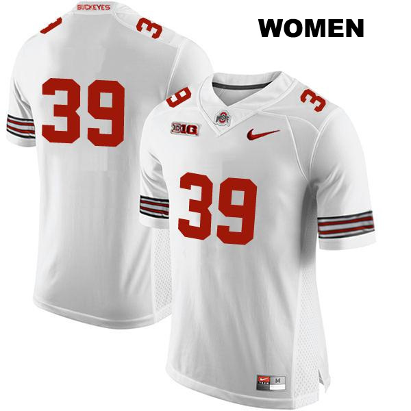 Stitched Andrew Moore Ohio State Buckeyes Authentic Womens no. 39 White College Football Jersey - No Name