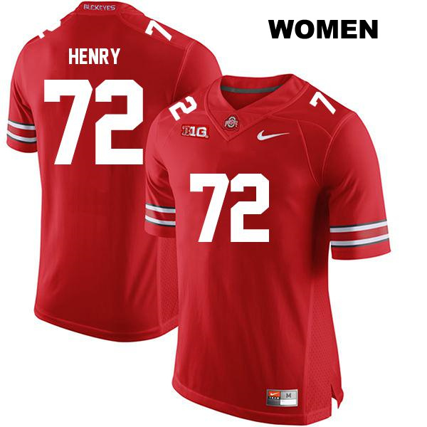 Stitched Avery Henry Ohio State Buckeyes Authentic Womens no. 72 Red College Football Jersey