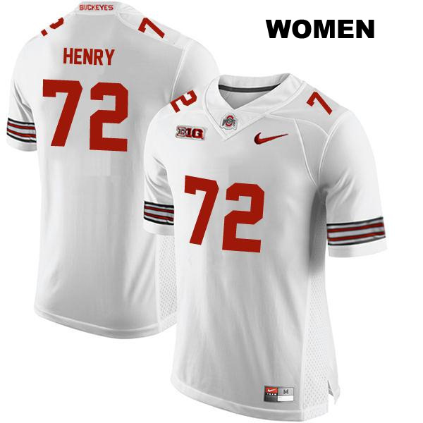 Avery Henry Ohio State Buckeyes Stitched Authentic Womens no. 72 White College Football Jersey