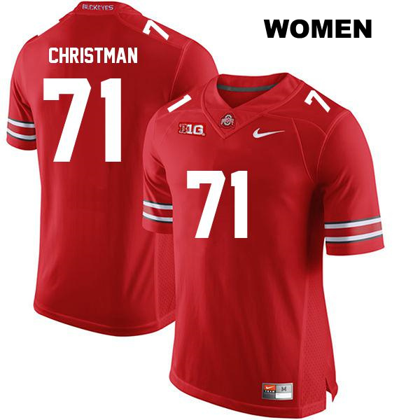 Ben Christman Ohio State Buckeyes Authentic Womens Stitched no. 71 Red College Football Jersey