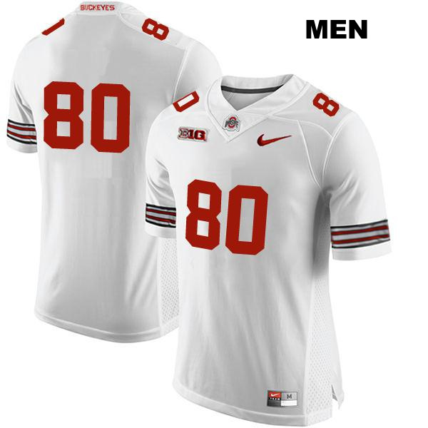 Blaize Exline Stitched Ohio State Buckeyes Authentic Mens no. 80 White College Football Jersey - No Name
