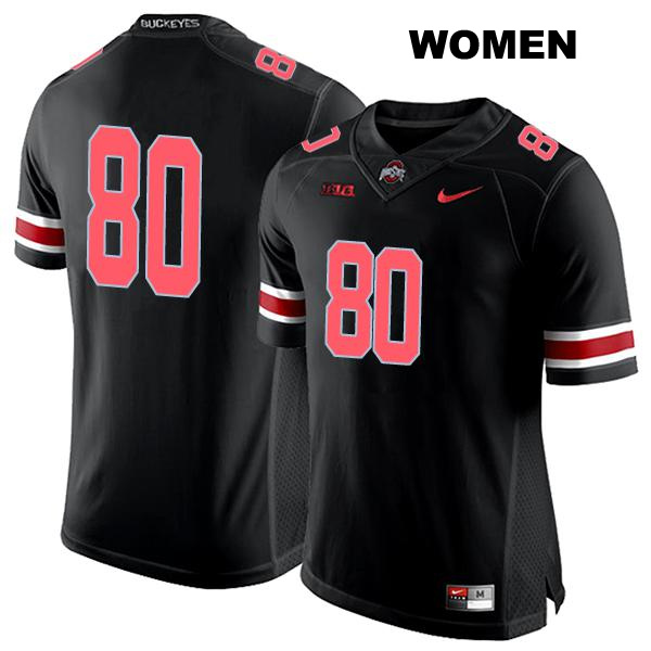 Blaize Exline Ohio State Buckeyes Authentic Womens no. 80 Stitched Black College Football Jersey - No Name