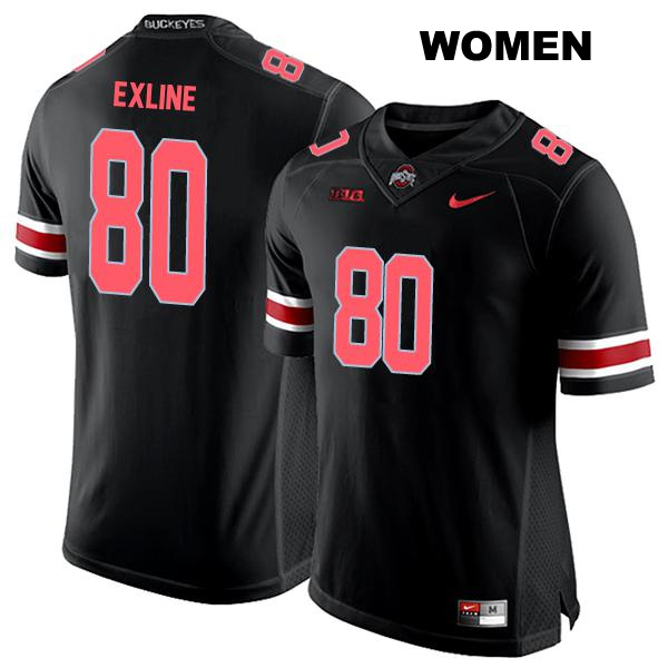 Blaize Exline Stitched Ohio State Buckeyes Authentic Womens no. 80 Black College Football Jersey