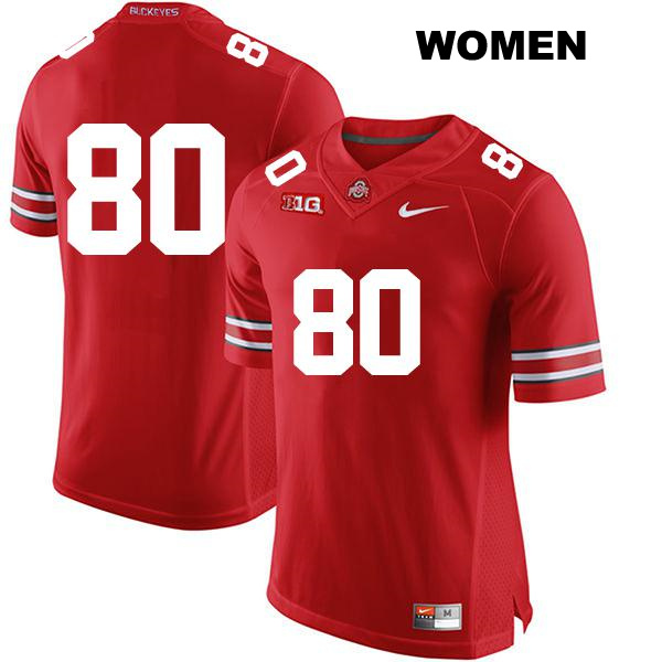 Blaize Exline Ohio State Buckeyes Stitched Authentic Womens no. 80 Red College Football Jersey - No Name