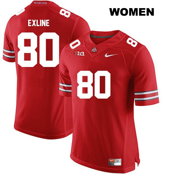 Blaize Exline Ohio State Buckeyes Authentic Stitched Womens no. 80 Red College Football Jersey