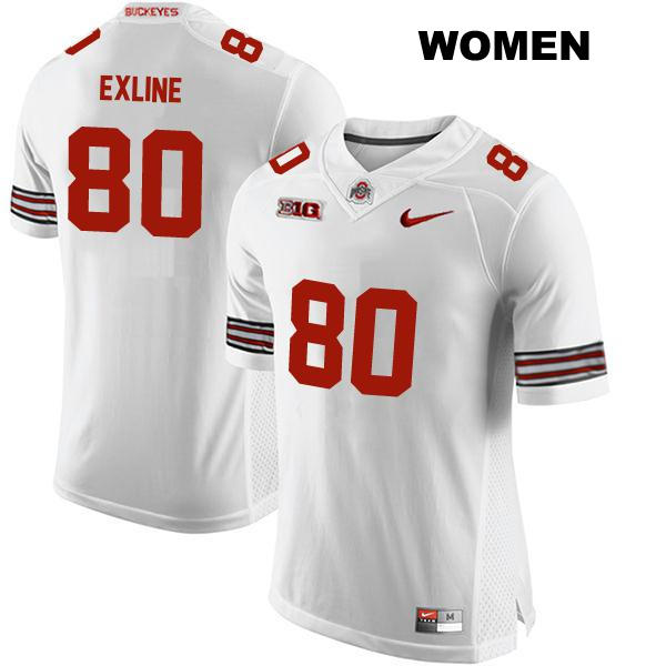 Blaize Exline Ohio State Buckeyes Authentic Womens no. 80 Stitched White College Football Jersey