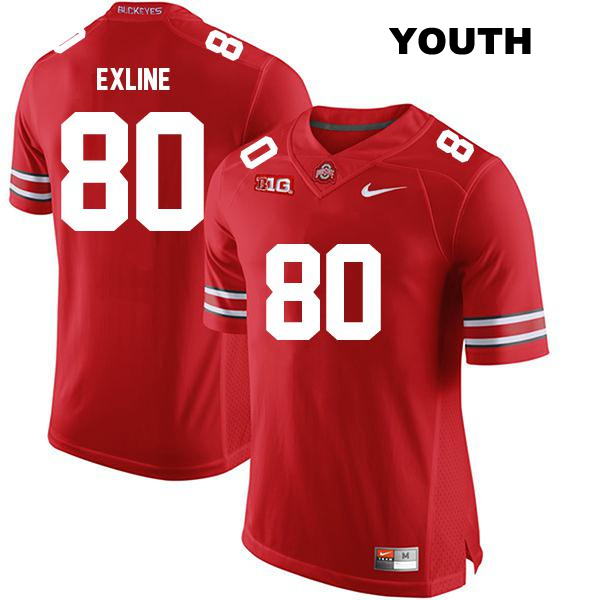 Stitched Blaize Exline Ohio State Buckeyes Authentic Youth no. 80 Red College Football Jersey