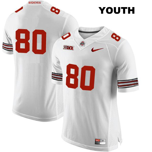 Blaize Exline Ohio State Buckeyes Authentic Youth no. 80 Stitched White College Football Jersey - No Name