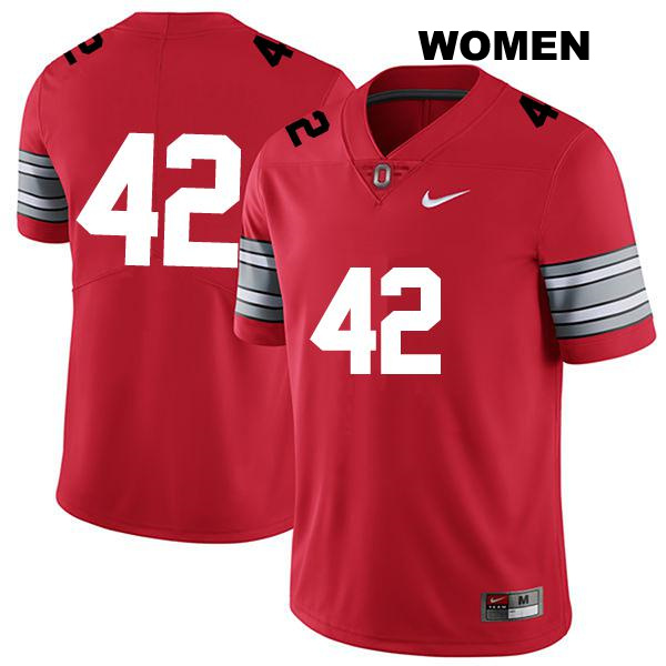 Stitched Bradley Robinson Ohio State Buckeyes Authentic Womens no. 42 Darkred College Football Jersey - No Name