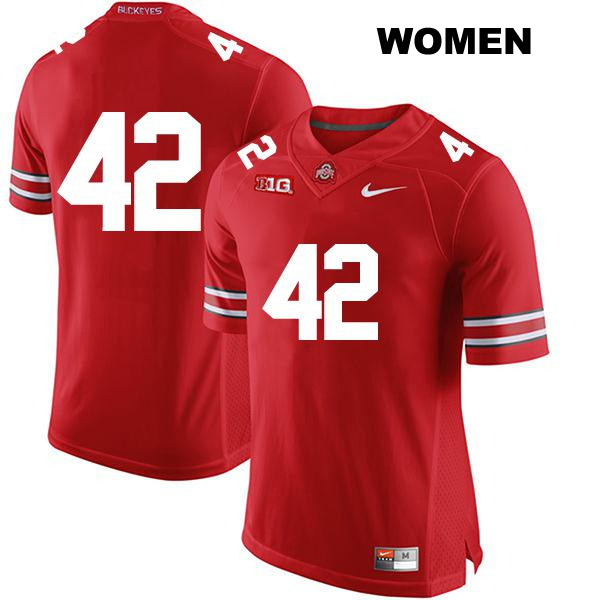 Bradley Robinson Ohio State Buckeyes Authentic Stitched Womens no. 42 Red College Football Jersey - No Name