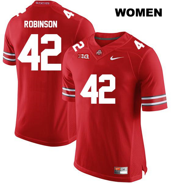 Bradley Robinson Stitched Ohio State Buckeyes Authentic Womens no. 42 Red College Football Jersey