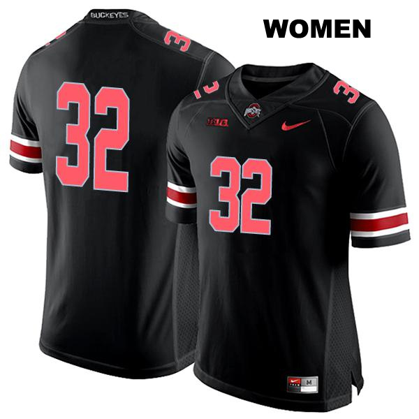 Brenten Jones Ohio State Buckeyes Stitched Authentic Womens no. 32 Black College Football Jersey - No Name
