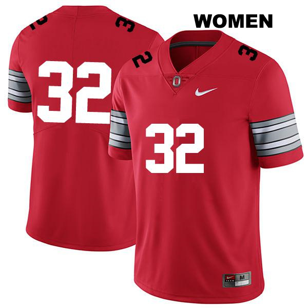 Brenten Jones Ohio State Buckeyes Authentic Stitched Womens no. 32 Darkred College Football Jersey - No Name