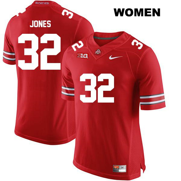 Stitched Brenten Jones Ohio State Buckeyes Authentic Womens no. 32 Red College Football Jersey