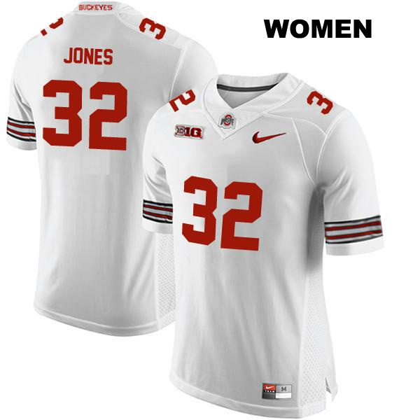 Stitched Brenten Jones Ohio State Buckeyes Authentic Womens no. 32 White College Football Jersey