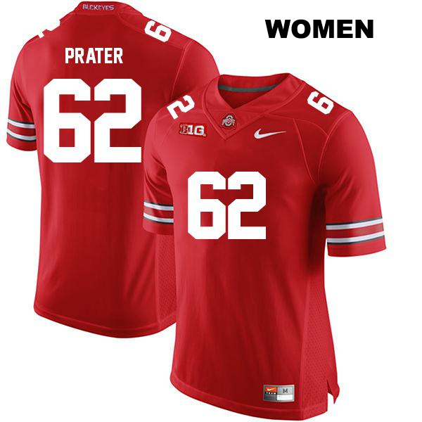 Bryce Prater Ohio State Buckeyes Authentic Womens Stitched no. 62 Red College Football Jersey