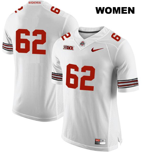 Bryce Prater Stitched Ohio State Buckeyes Authentic Womens no. 62 White College Football Jersey - No Name