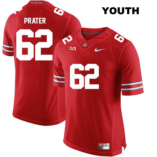 Bryce Prater Stitched Ohio State Buckeyes Authentic Youth no. 62 Red College Football Jersey
