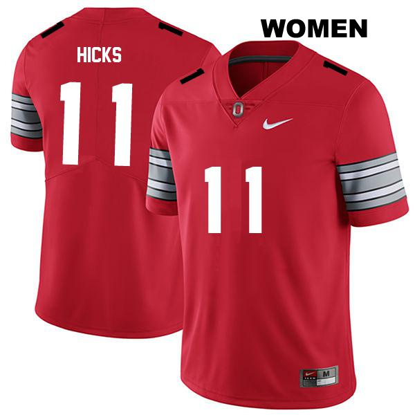 CJ Hicks Ohio State Buckeyes Stitched Authentic Womens no. 11 Darkred College Football Jersey
