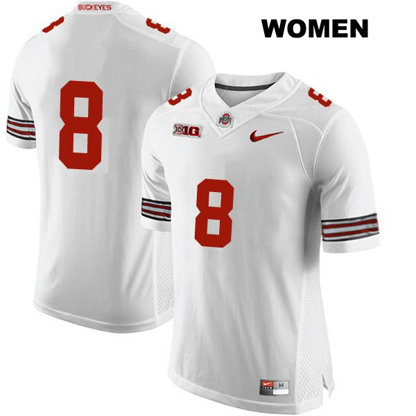 Cade Stover Ohio State Buckeyes Authentic Stitched Womens no. 8 White College Football Jersey - No Name