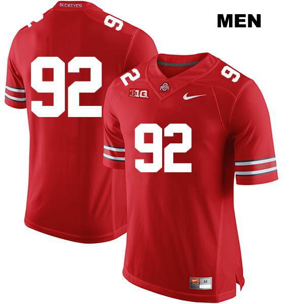 Caden Curry Ohio State Buckeyes Authentic Mens Stitched no. 92 Red College Football Jersey - No Name