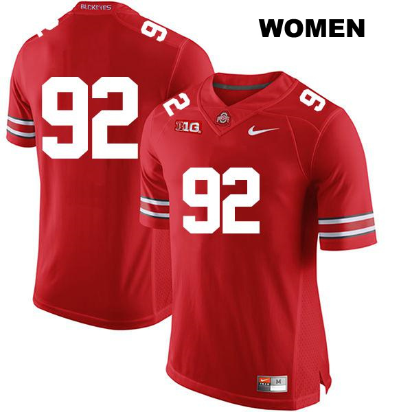 Caden Curry Ohio State Buckeyes Stitched Authentic Womens no. 92 Red College Football Jersey - No Name