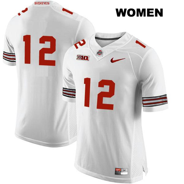 Caleb Burton Ohio State Buckeyes Authentic Womens no. 12 Stitched White College Football Jersey - No Name