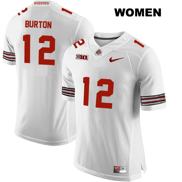 Caleb Burton Ohio State Buckeyes Authentic Stitched Womens no. 12 White College Football Jersey