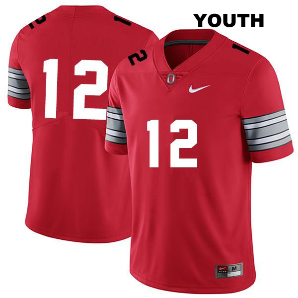 Stitched Caleb Burton Ohio State Buckeyes Authentic Youth no. 12 Darkred College Football Jersey - No Name