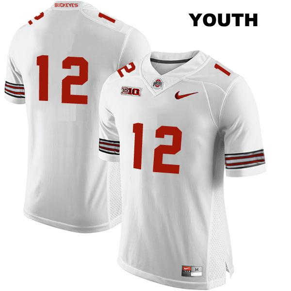 Caleb Burton Stitched Ohio State Buckeyes Authentic Youth no. 12 White College Football Jersey - No Name