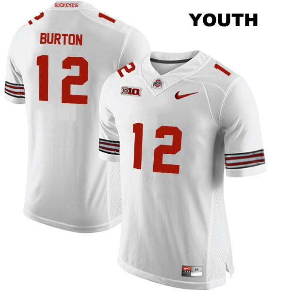Caleb Burton Ohio State Buckeyes Authentic Youth no. 12 Stitched White College Football Jersey