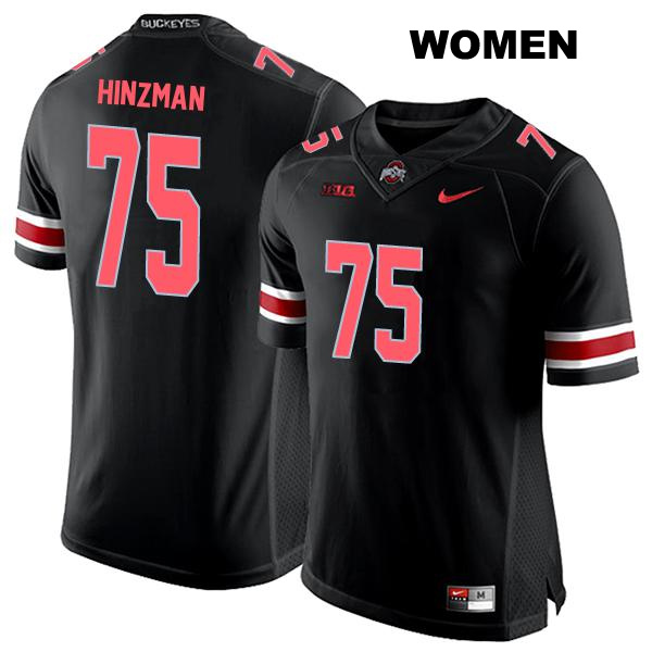 Carson Hinzman Ohio State Buckeyes Authentic Womens no. 75 Stitched Black College Football Jersey