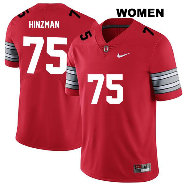 Carson Hinzman Ohio State Buckeyes Stitched Authentic Womens no. 75 Darkred College Football Jersey