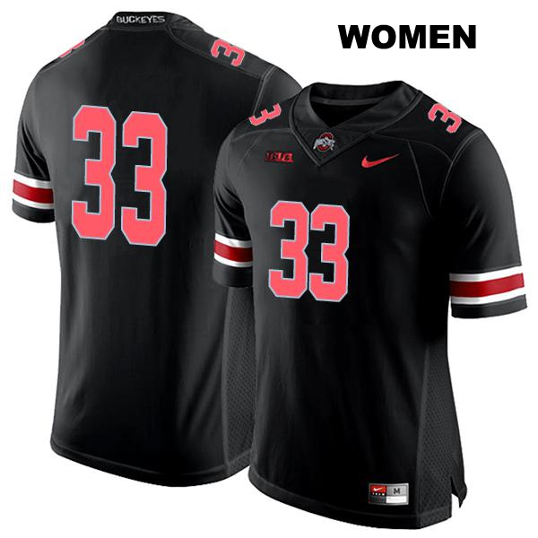 Chase Brecht Stitched Ohio State Buckeyes Authentic Womens no. 33 Black College Football Jersey - No Name