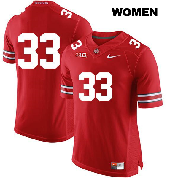 Chase Brecht Ohio State Buckeyes Authentic Womens Stitched no. 33 Red College Football Jersey - No Name