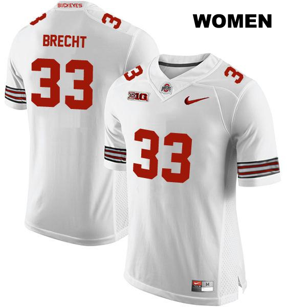 Chase Brecht Ohio State Buckeyes Authentic Stitched Womens no. 33 White College Football Jersey