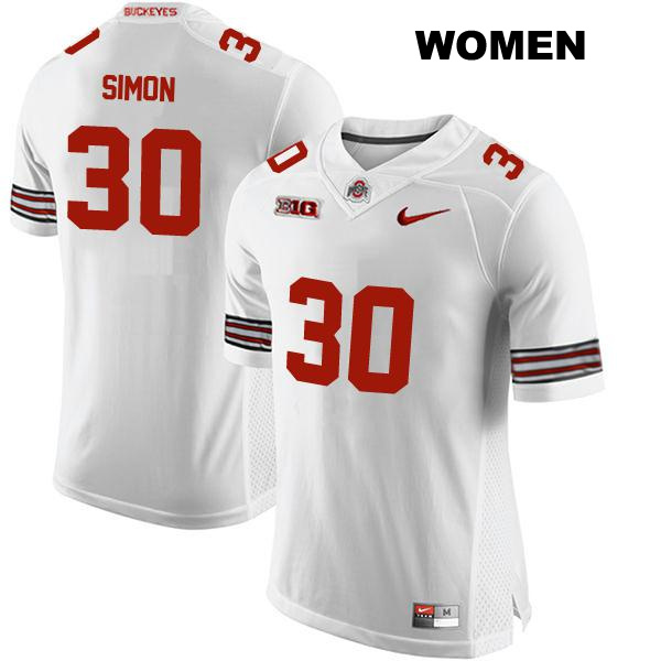 Cody Simon Ohio State Buckeyes Authentic Womens Stitched no. 30 White College Football Jersey