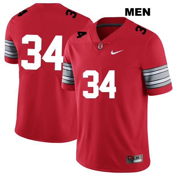 Colin Kaufmann Ohio State Buckeyes Authentic Mens no. 34 Stitched Darkred College Football Jersey - No Name
