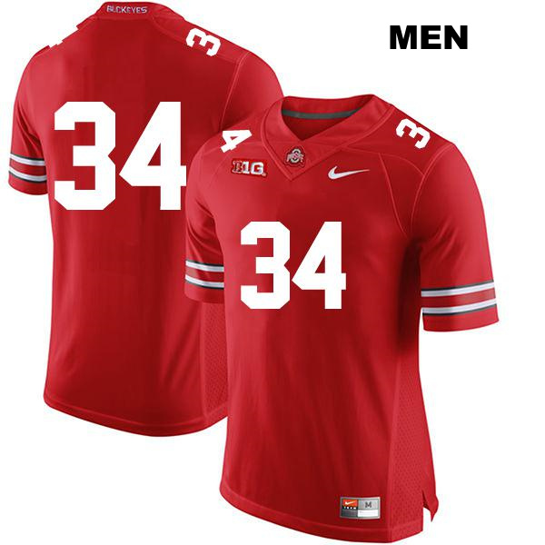 Colin Kaufmann Stitched Ohio State Buckeyes Authentic Mens no. 34 Red College Football Jersey - No Name