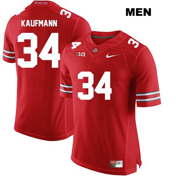 Colin Kaufmann Ohio State Buckeyes Authentic Mens Stitched no. 34 Red College Football Jersey