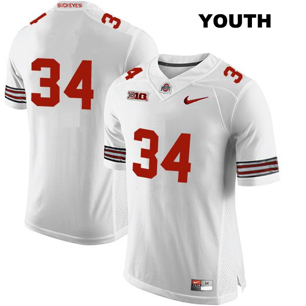Colin Kaufmann Ohio State Buckeyes Stitched Authentic Youth no. 34 White College Football Jersey - No Name