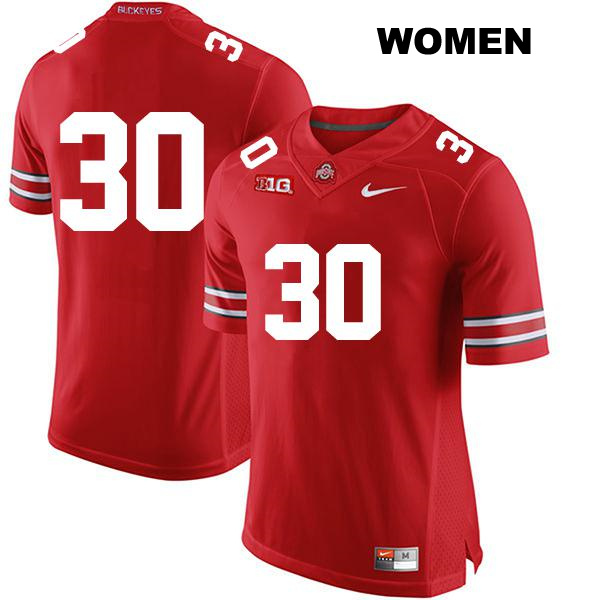 Corban Cleveland Ohio State Buckeyes Authentic Womens no. 30 Stitched Red College Football Jersey - No Name