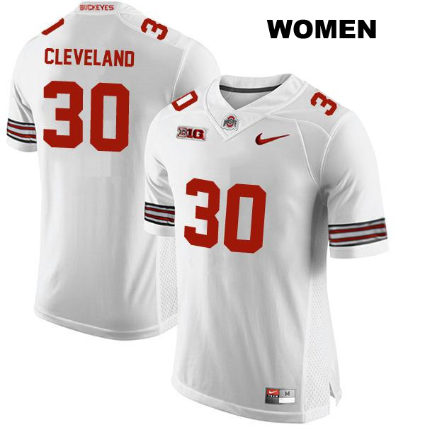 Corban Cleveland Ohio State Buckeyes Authentic Stitched Womens no. 30 White College Football Jersey