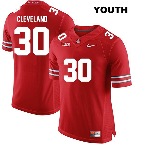 Corban Cleveland Ohio State Buckeyes Stitched Authentic Youth no. 30 Red College Football Jersey