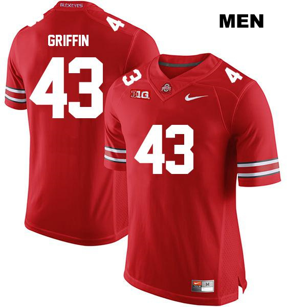 Diante Griffin Ohio State Buckeyes Authentic Mens Stitched no. 43 Red College Football Jersey