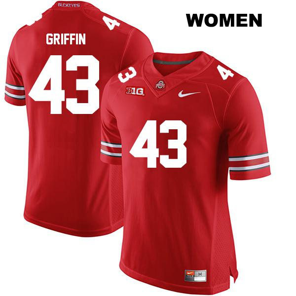 Diante Griffin Ohio State Buckeyes Authentic Womens no. 43 Stitched Red College Football Jersey