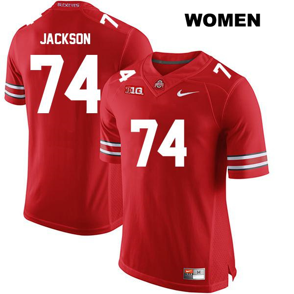 Donovan Jackson Ohio State Buckeyes Authentic Womens no. 74 Stitched Red College Football Jersey