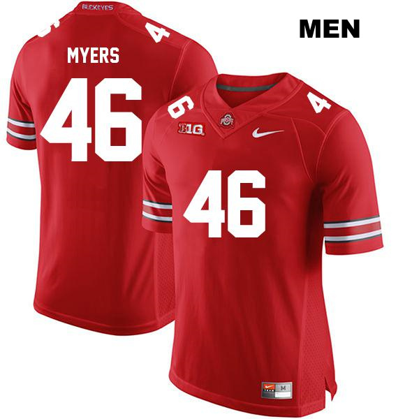Stitched Elias Myers Ohio State Buckeyes Authentic Mens no. 46 Red College Football Jersey