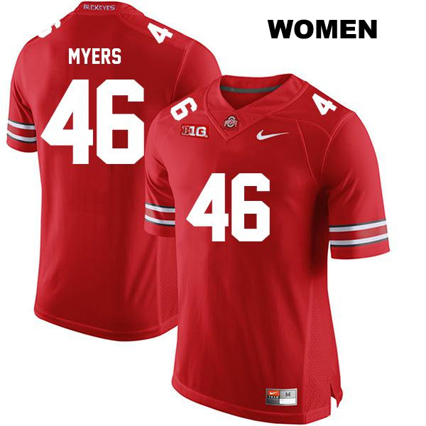 Elias Myers Ohio State Buckeyes Authentic Womens Stitched no. 46 Red College Football Jersey